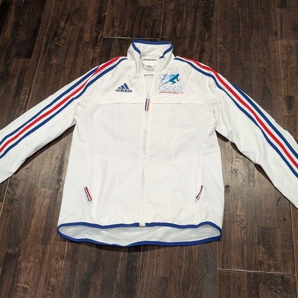 adidas Jackets & Blazers - Vintage Y2K Adidas France‎ Track Jacket Womens S White 3 Stripes Zip Embroidered